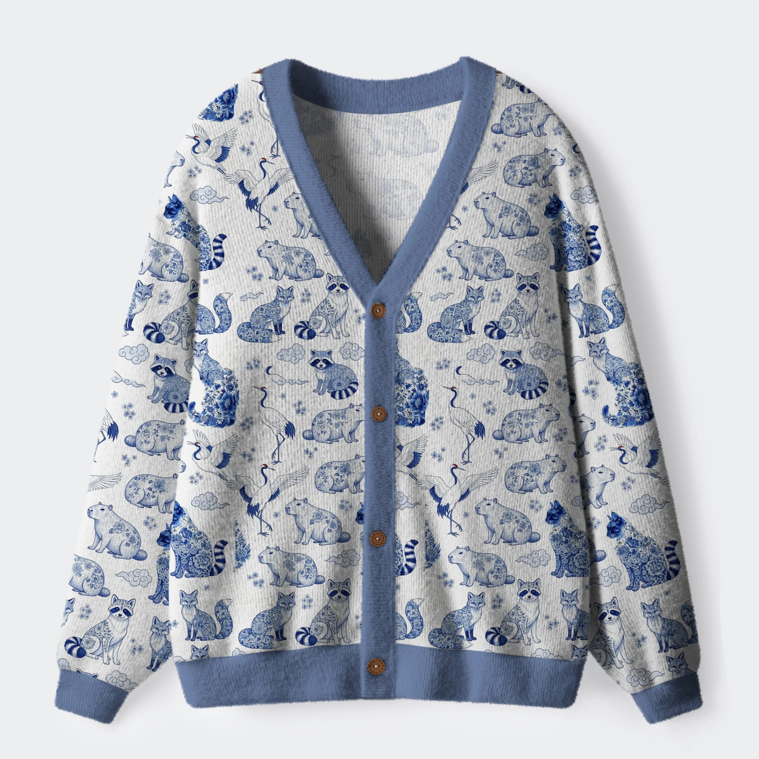 Floral Adorned Animals In Harmony Ugly Cardigan Sweater