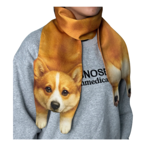 Alternative view of Animal Scarf – Golden Corgi Scarf, Novelty Silk Scarf , Funny Pet Scarf