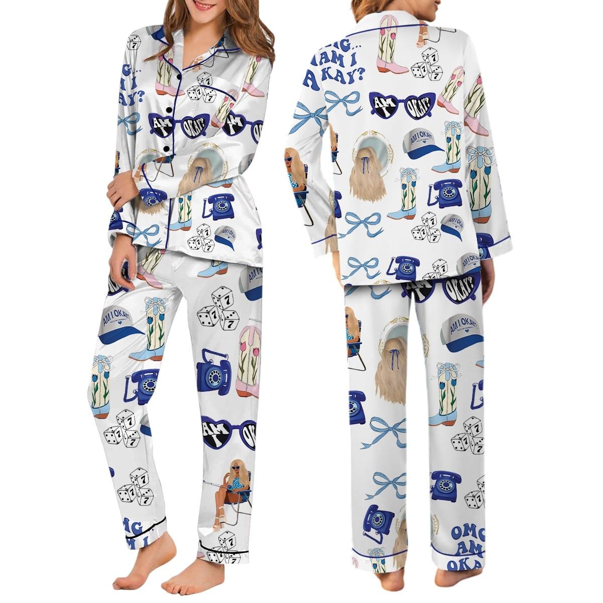Am I Okay Moroney Silky Satin Pajama Set For Women