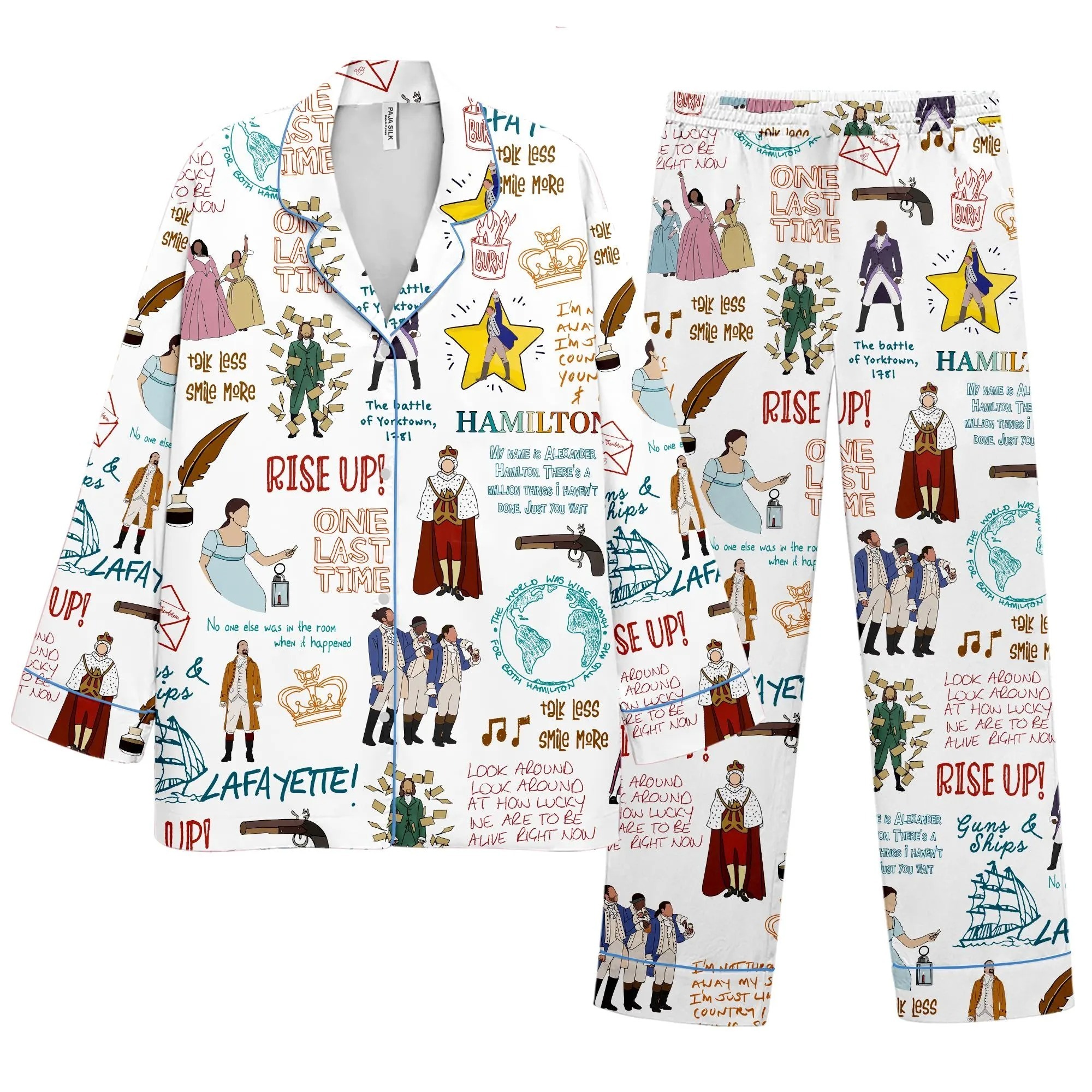 Hamilton Broadway Musical Satin Pajamas Set For Women