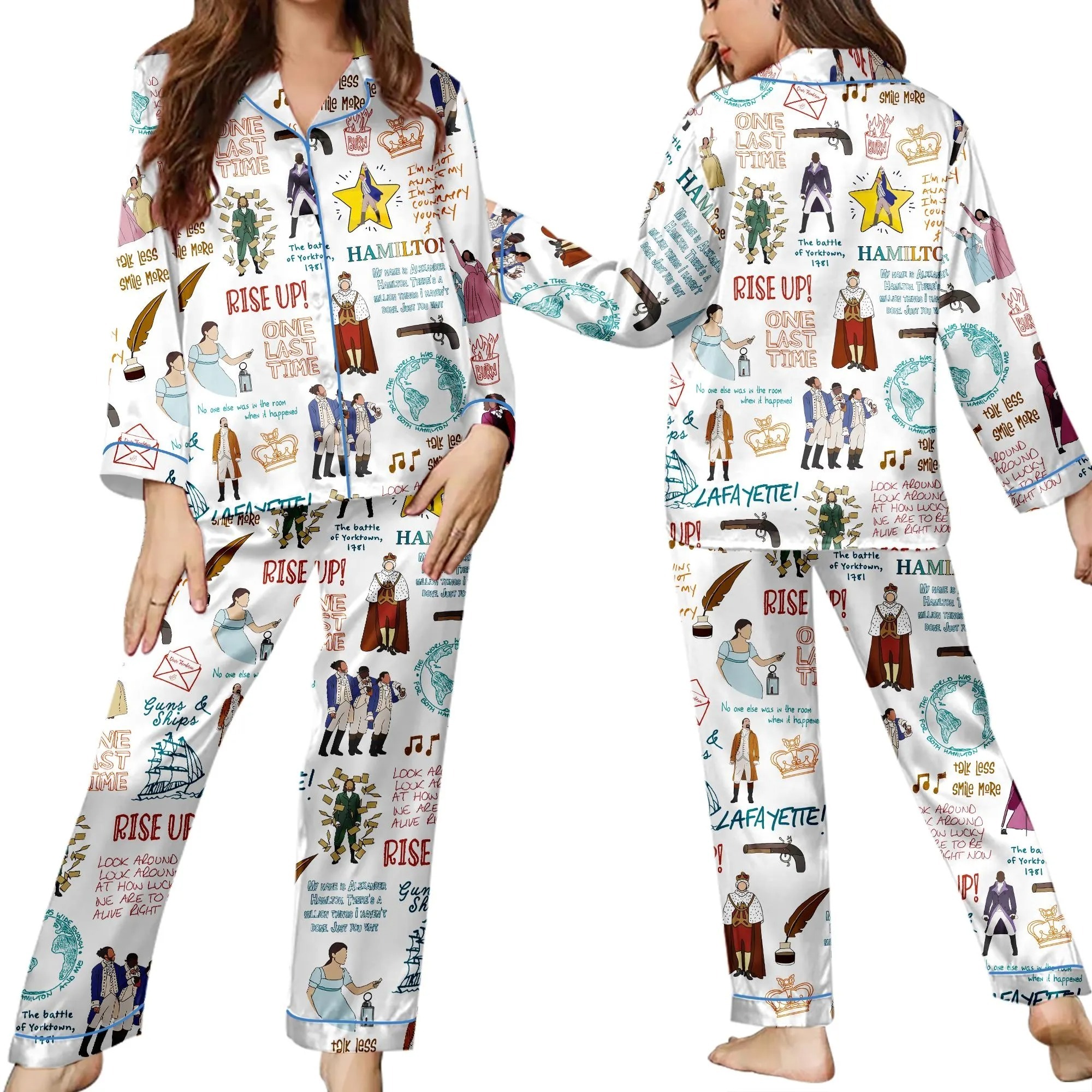 Hamilton Broadway Musical Satin Pajamas Set For Women
