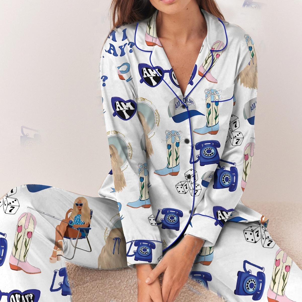 Am I Okay Moroney Silky Satin Pajama Set For Women
