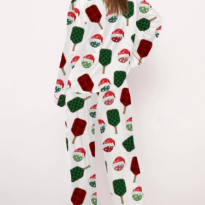 Christmas Pickleball Silk Satin Pajama Set For Women