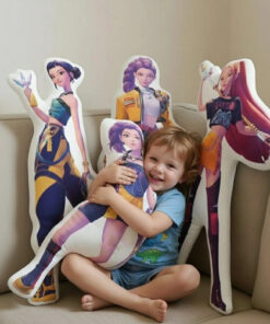 Cute Chibi Huntrix Pillow – Rumi Mira Zoey Warrior Plush, K-pop Demon Hunter, Personalized Kids Gift, Adorable Christmas Present