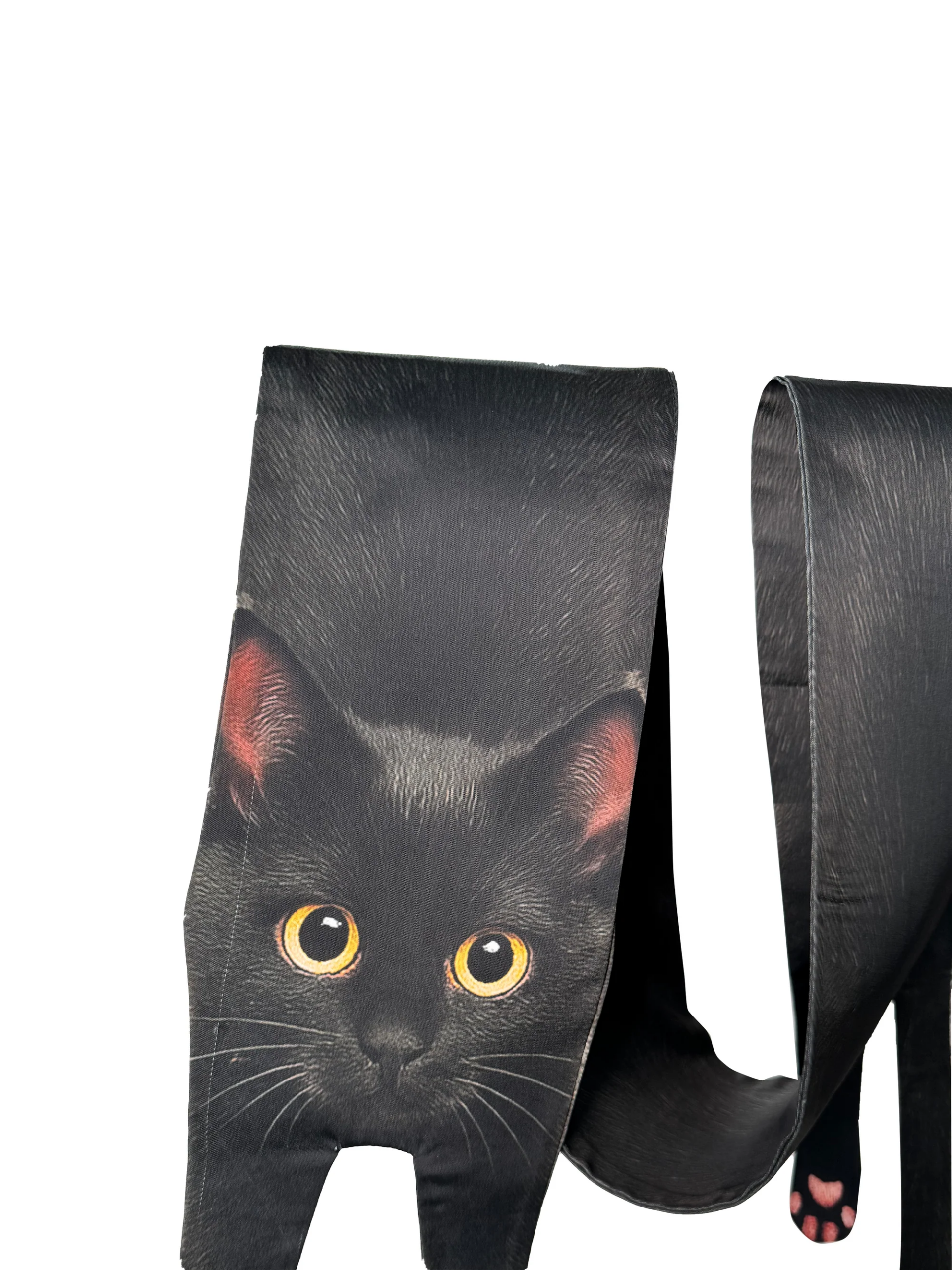 Animal Scarf – Novelty Silk Black Lucky Cat Scarf, Funny Pet Scarf - Image 4