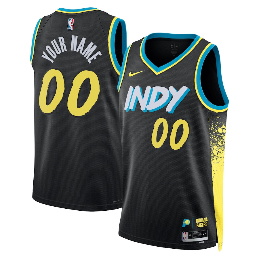 Indiana Pacers 2023/24 City Edition Swingman Custom Basketball Jersey - Black - JS760 