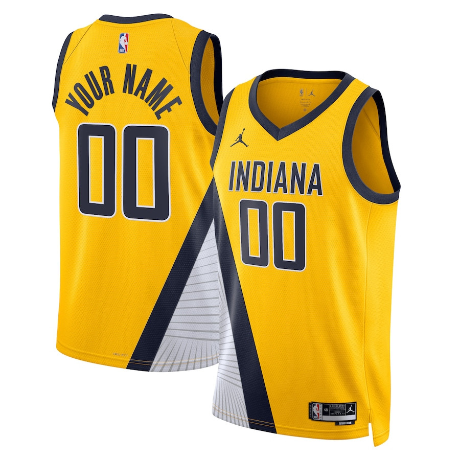 Indiana Pacers 2023/24 Statement Swingman Custom Men Basketball Jersey - Gold - JS228 