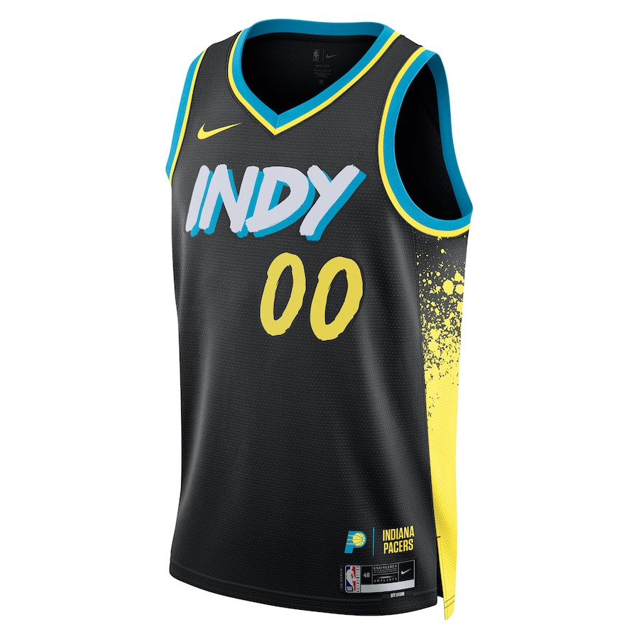 Alternative view of Indiana Pacers 2023/24 Swingman Basketball Jersey Customized - City Edition - Black - JS796 