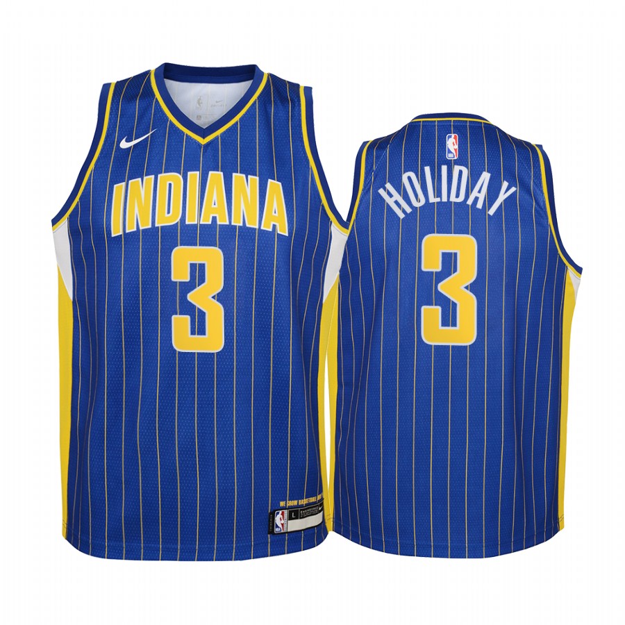 Indiana Pacers Aaron Holiday 2020-21 City Edition Blue Youth Basketball Jersey - New Uniform