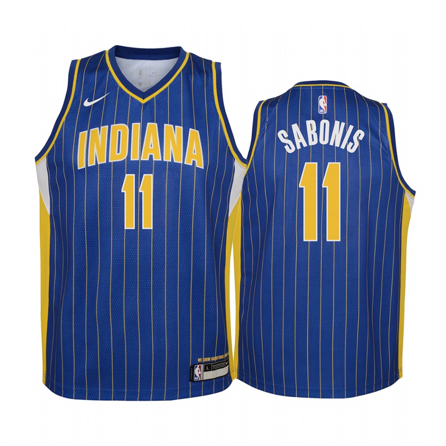 Indiana Pacers Domantas Sabonis 2020-21 City Blue Youth Basketball Jersey