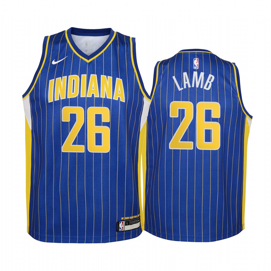 Indiana Pacers Jeremy Lamb 2020-21 City Edition Blue Youth Basketball Jersey - New Uniform