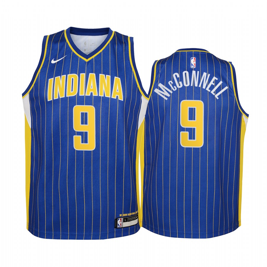 Indiana Pacers T.j. Mcconnell 2020-21 City Edition Blue Youth Basketball Jersey - New Uniform