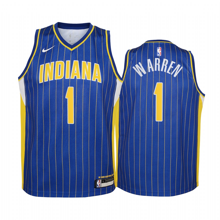 Indiana Pacers T.j. Warren 2020-21 City Edition Blue Youth Basketball Jersey - New Uniform
