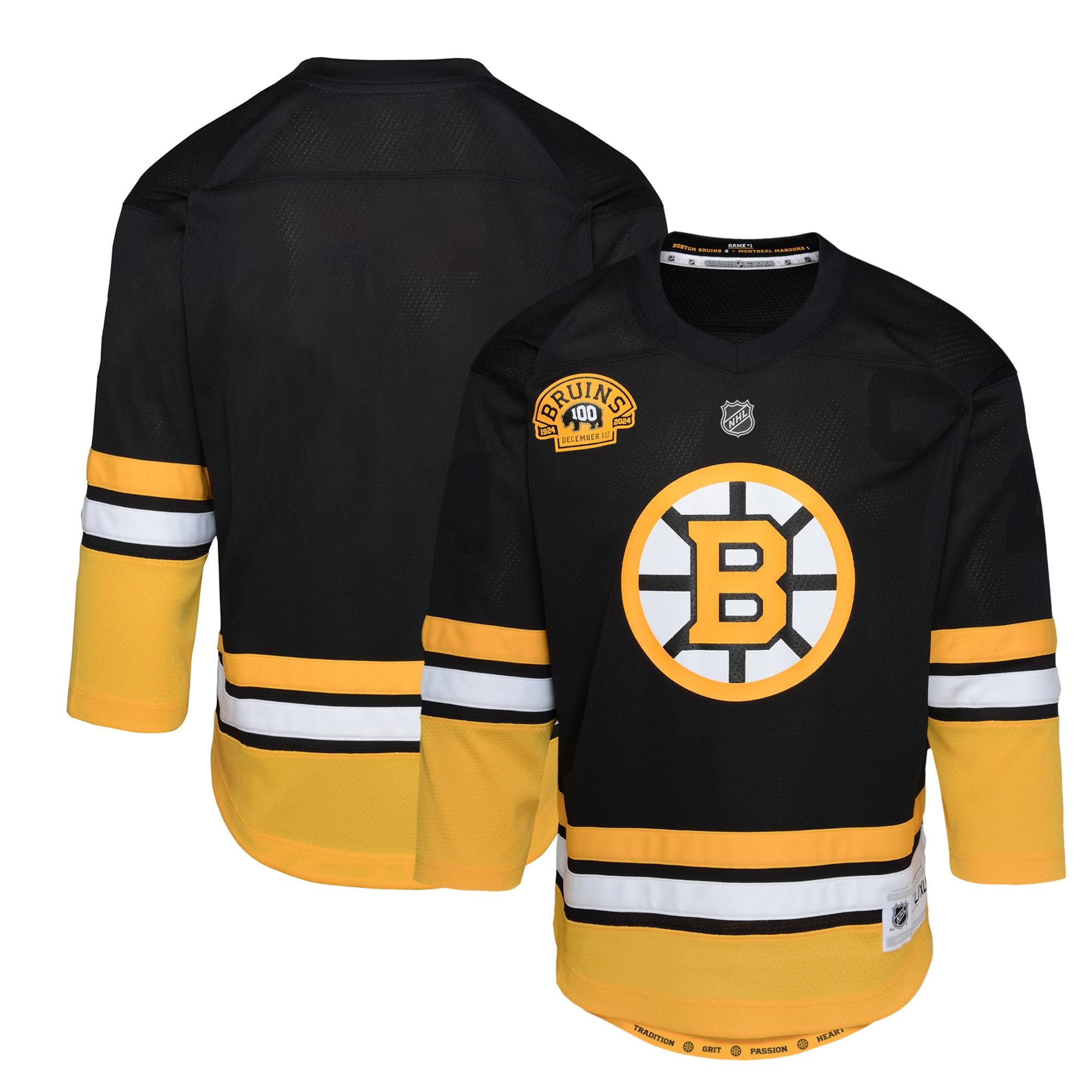 Infant Boston Bruins Black 100th Anniversary Hockey Jersey - JS124 