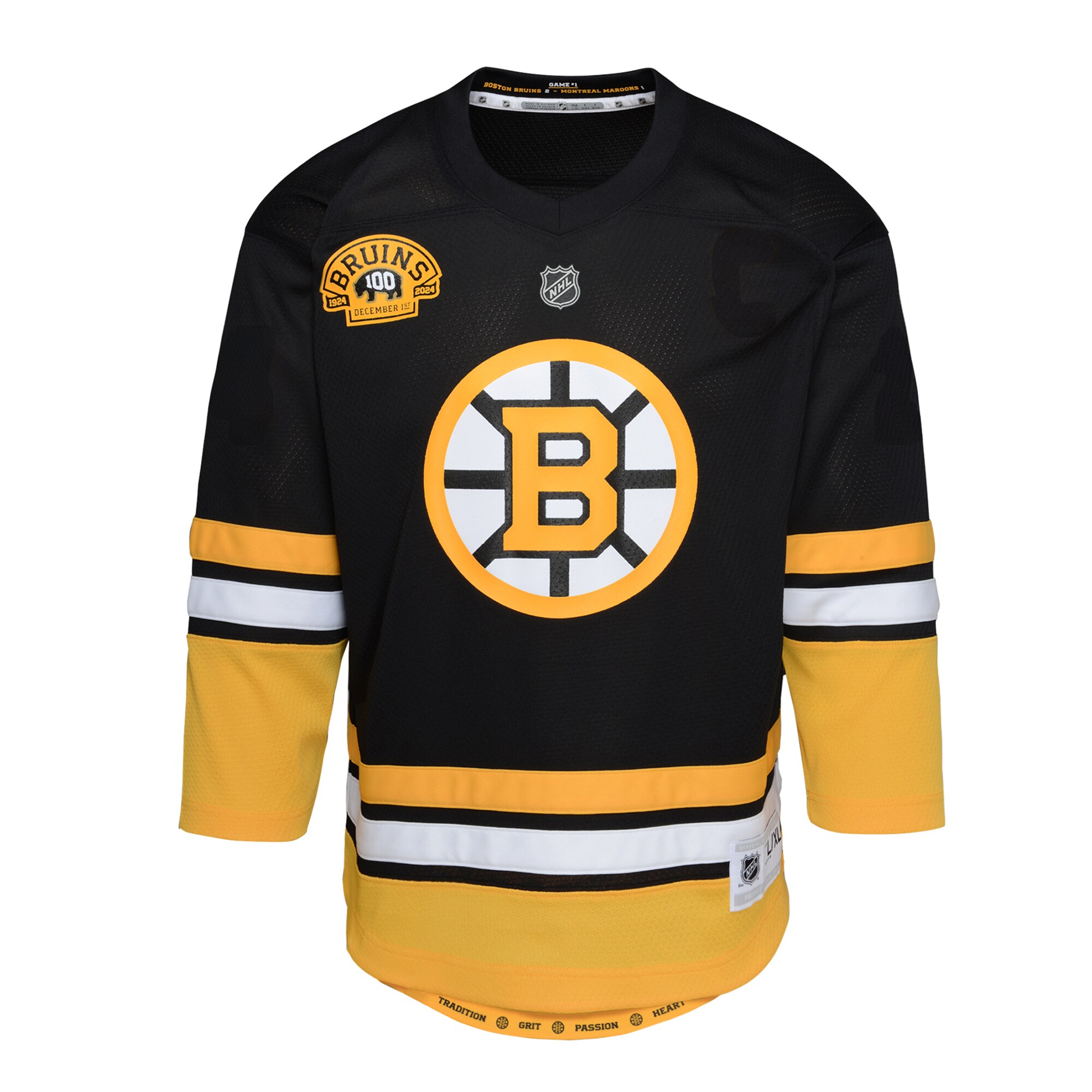 Alternative view of Infant Boston Bruins Black 100th Anniversary Hockey Jersey - JS124 