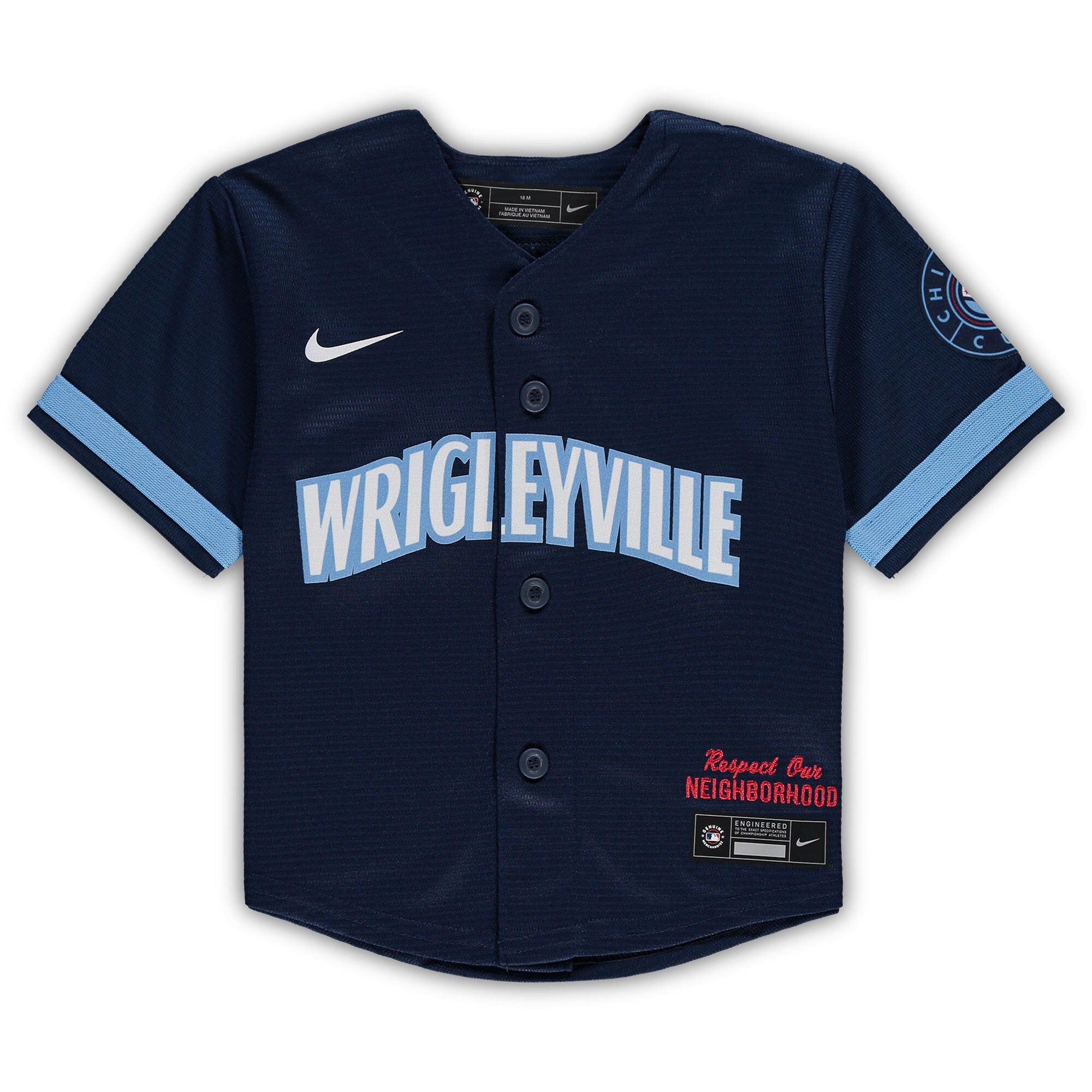 Alternative view of Infant Chicago Cubs Navy MLB City Connect Jersey