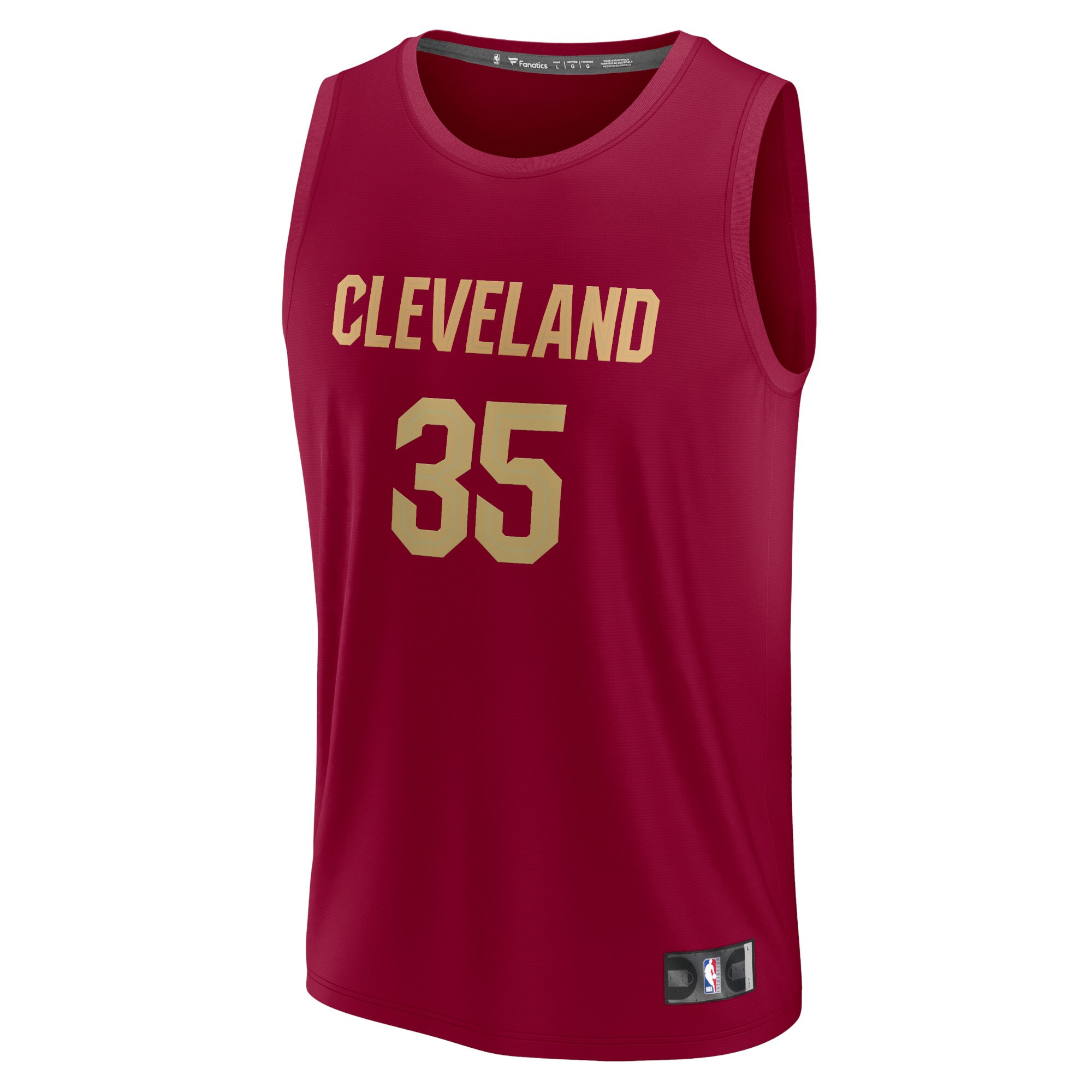 Alternative view of Isaac Okoro Cleveland Cavaliers Fanatics Fast Break Replica Basketball Jersey - Icon Edition - Wine