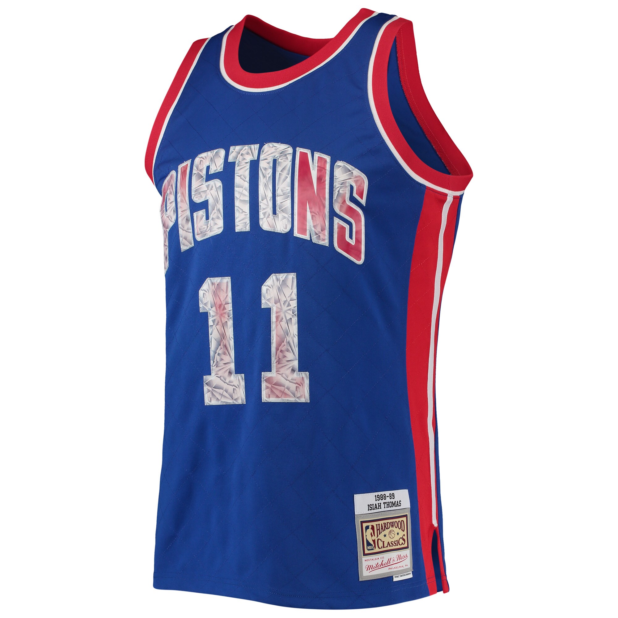 Alternative view of Isiah Thomas Detroit Pistons Mitchell & Ness 1988/89 Hardwood Classics Nba 75th Anniversary Diamond Swingman Basketball Jersey - Blue