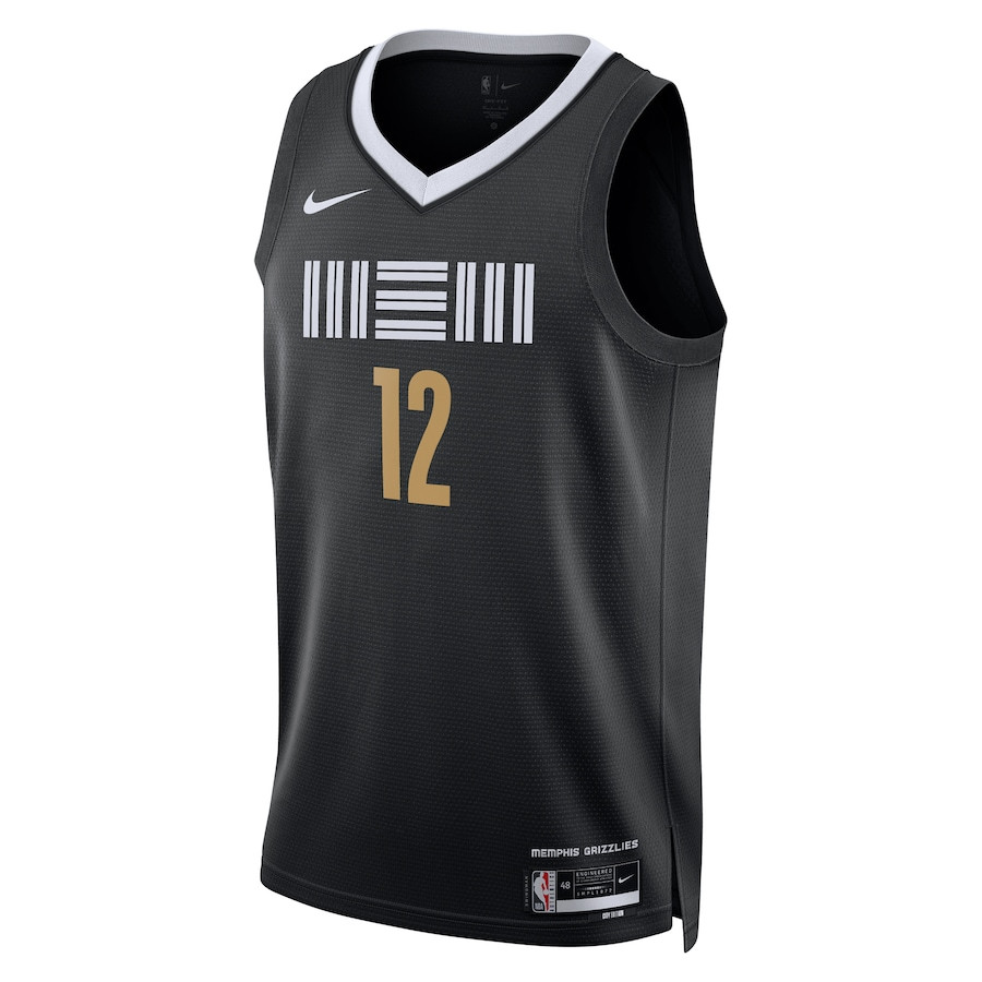 Alternative view of Ja Morant 12 Memphis Grizzlies 2023/24 City Edition Swingman Basketball Jersey - Black - JS412 