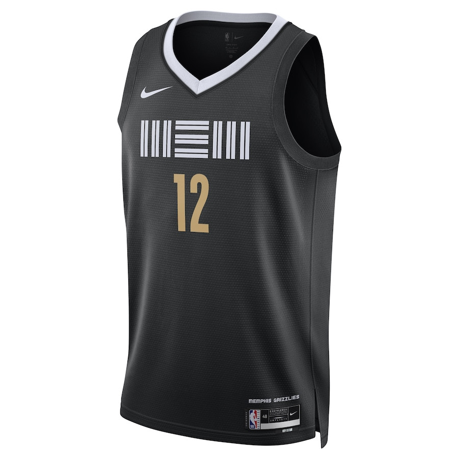 Alternative view of Ja Morant 12 Memphis Grizzlies 2023/24 Swingman Basketball Jersey - City Edition - Unisex Black - JS143 