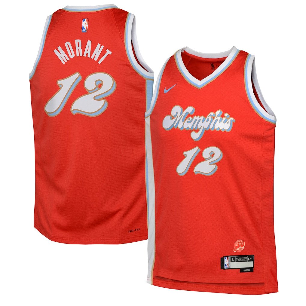 Ja Morant 12 Memphis Grizzlies 2024/25 Swingman Player YOUTH Basketball Jersey - City Edition - Red - JS290 