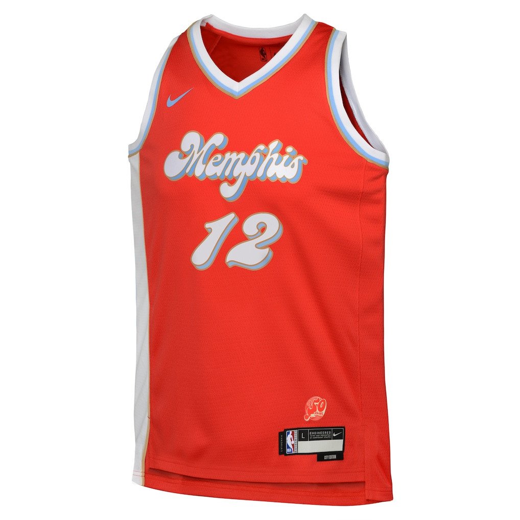 Alternative view of Ja Morant 12 Memphis Grizzlies 2024/25 Swingman Player YOUTH Basketball Jersey - City Edition - Red - JS290 