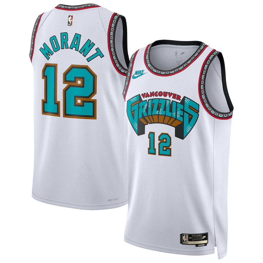 Ja Morant 12 Memphis Grizzlies Unisex 2024/25 Swingman Basketball Jersey - White - Classic Edition - JS836 