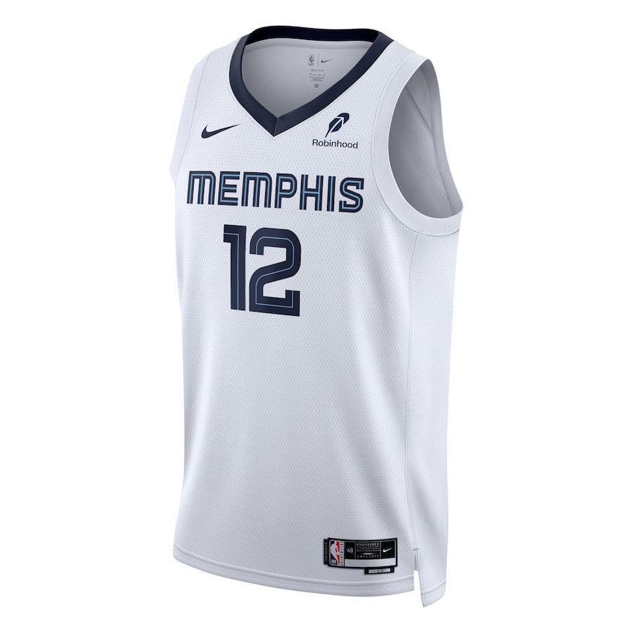 Alternative view of Ja Morant 12 Memphis Grizzlies Unisex Swingman Badge Player Basketball Jersey - Association Edition - White - JS855 