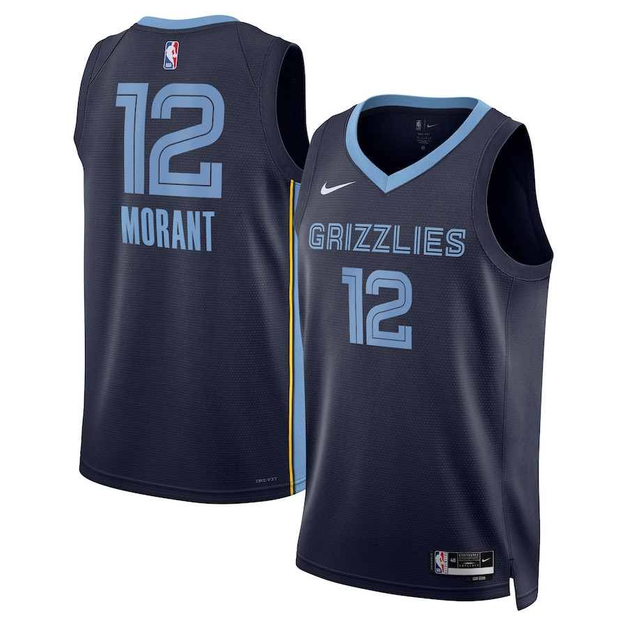 Ja Morant 12 Memphis Grizzlies Unisex Swingman Basketball Jersey - Icon Edition - Navy - JS354 