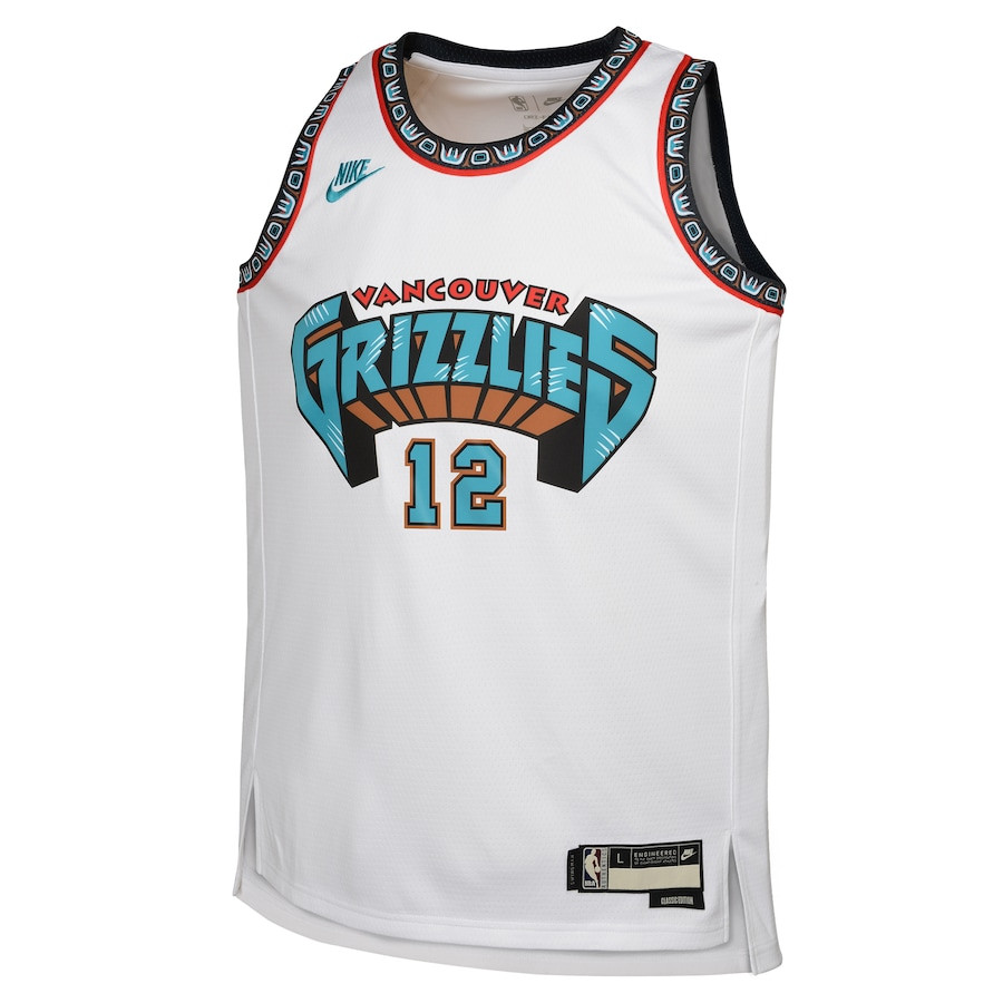 Alternative view of Ja Morant 12 Memphis Grizzlies Youth 2024/25 Swingman Basketball Jersey - White - Classic Edition - JS502 