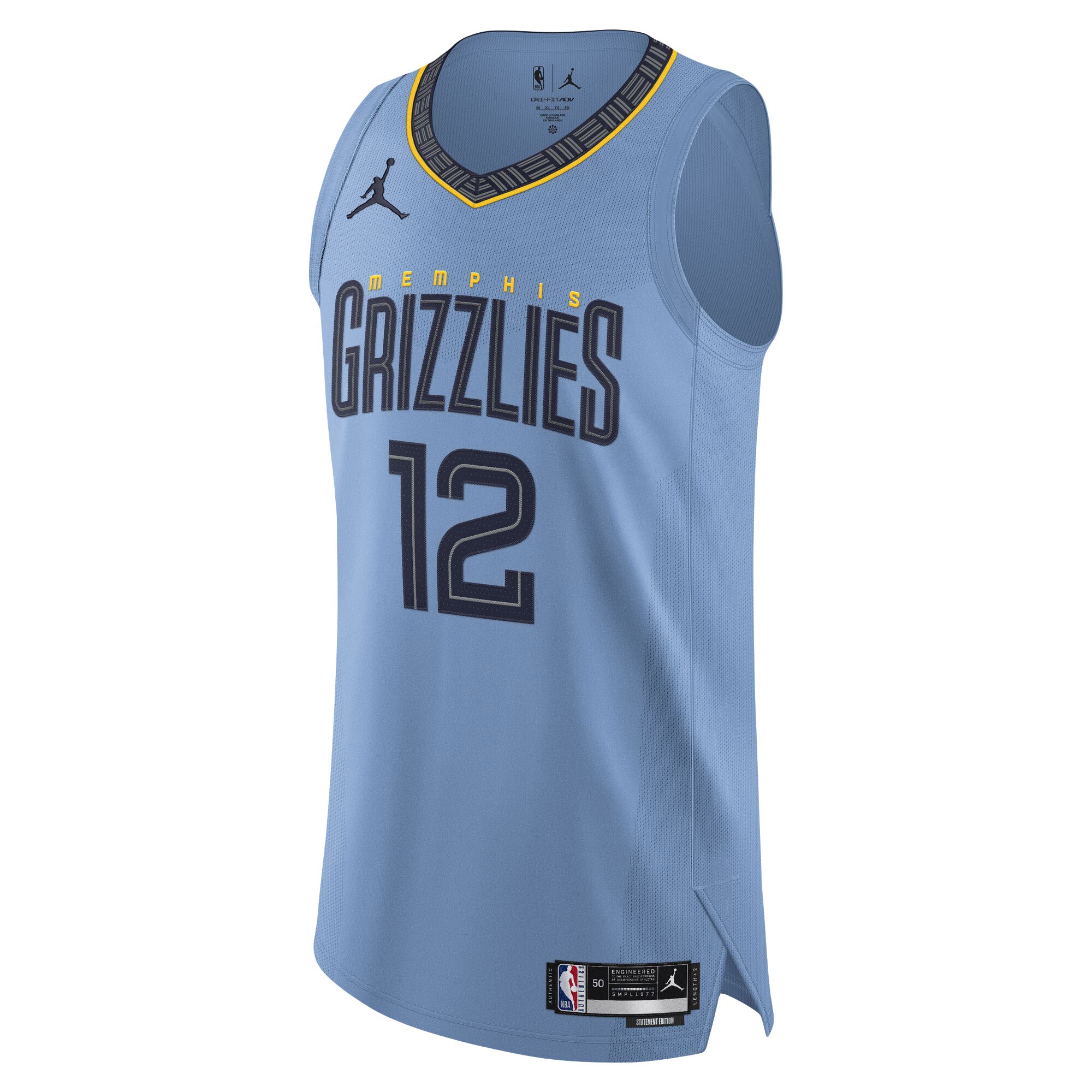 Alternative view of Ja Morant Memphis Grizzlies Jordan Brand Authentic Player Basketball Jersey - Statement Edition - Light Blue