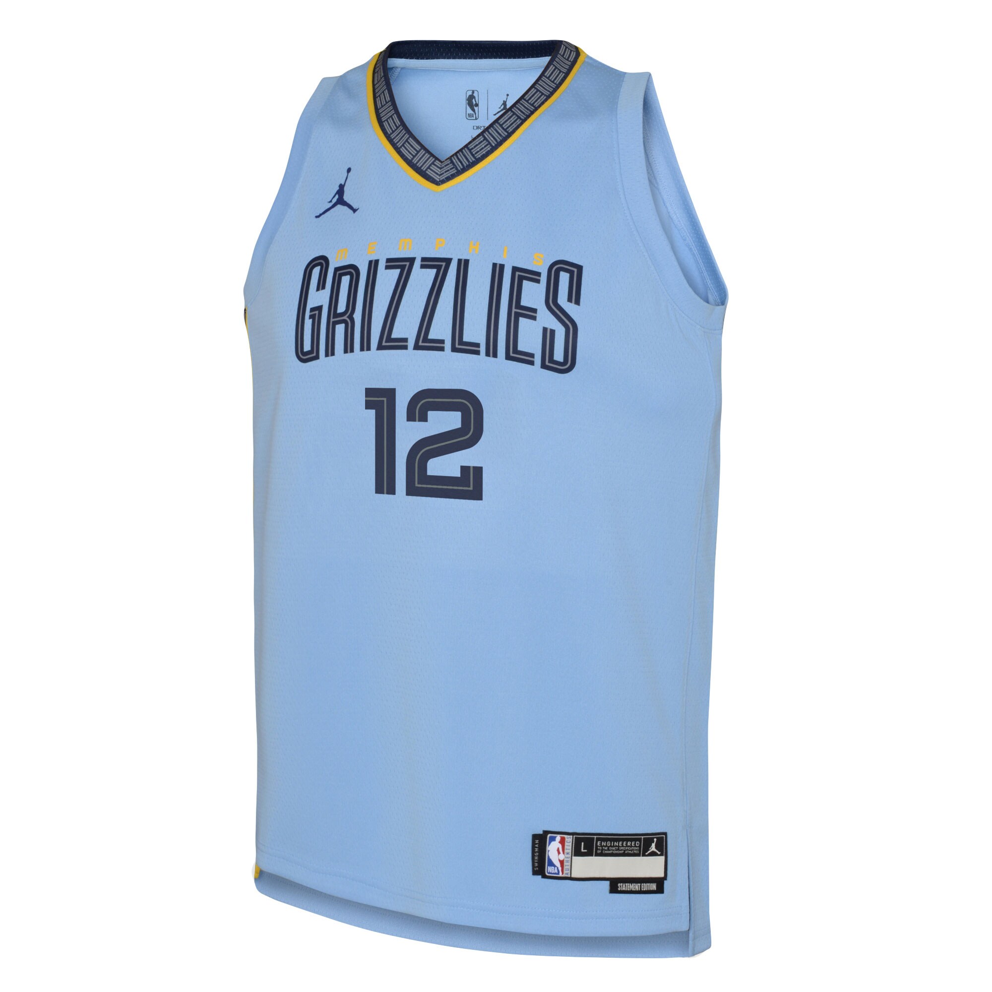 Alternative view of Ja Morant Memphis Grizzlies Jordan Brand Youth Swingman Basketball Jersey - Statement Edition - Light Blue