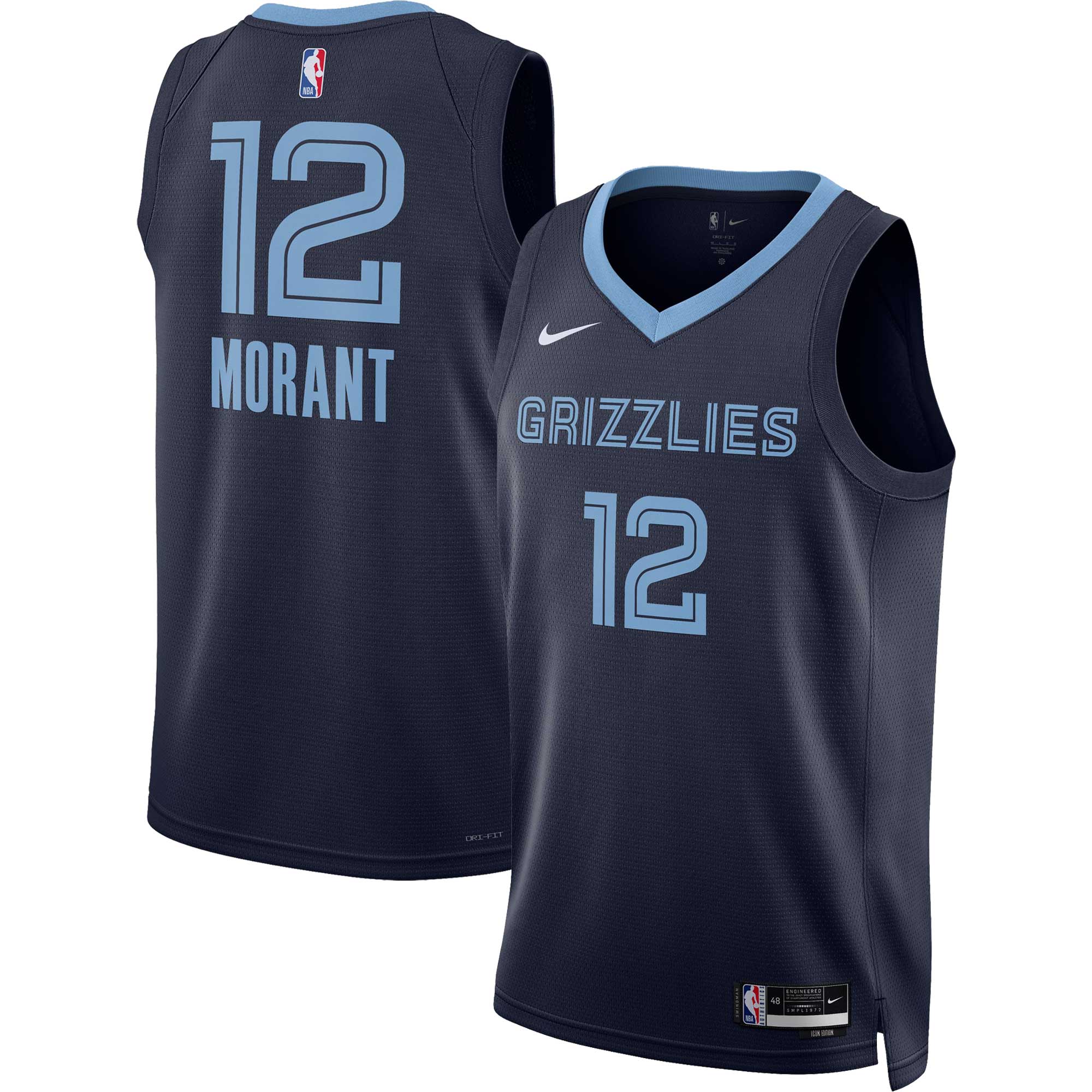 Ja Morant Memphis Grizzlies Unisex Swingman Basketball Jersey - Icon Edition - Navy