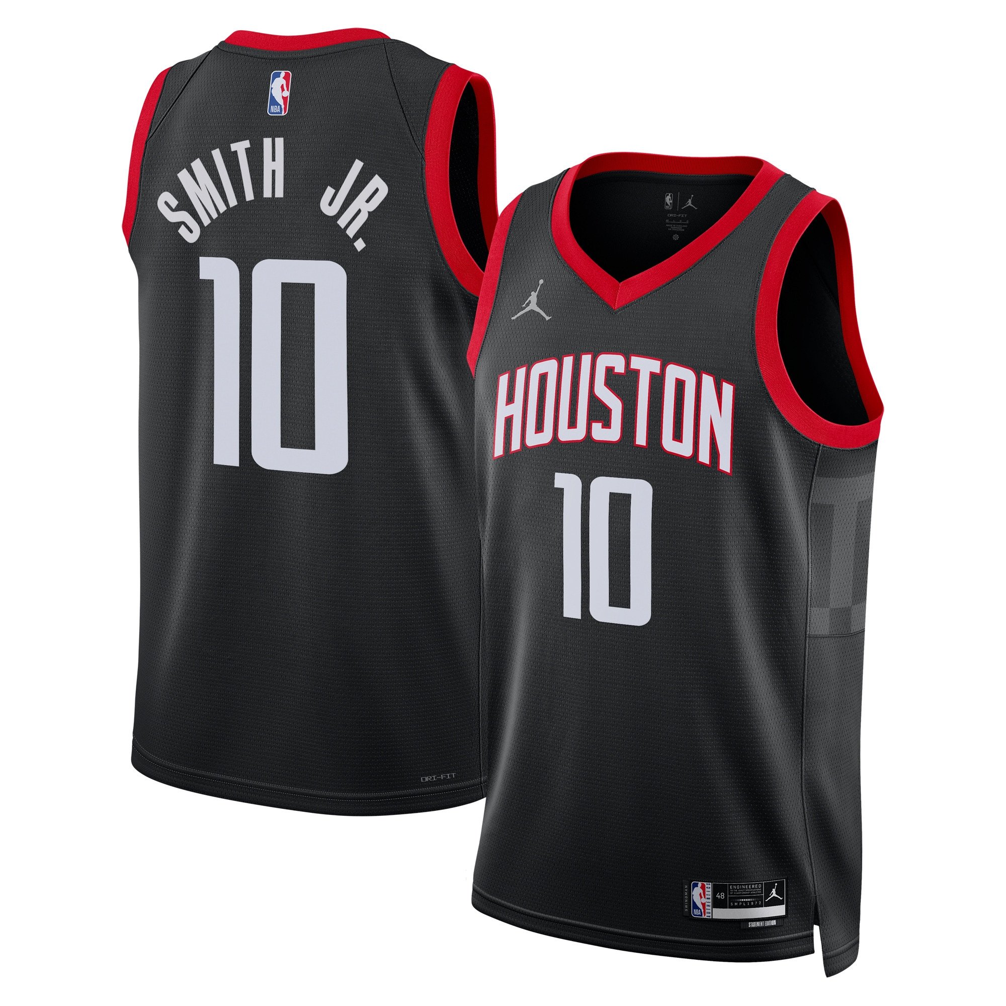 Jabari Smith Jr. 10 Houston Rockets Unisex 2024/25 Swingman Player Basketball Jersey - Statement Edition - Black - JS523 