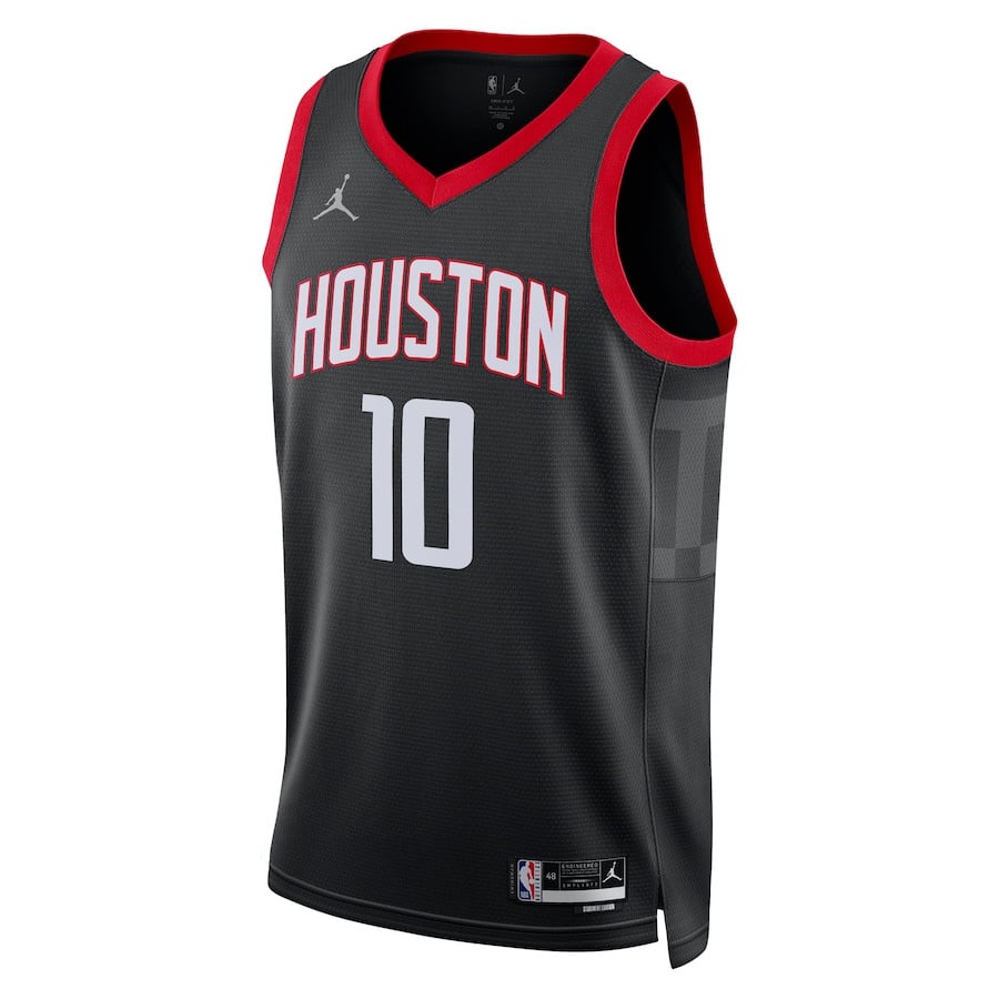 Alternative view of Jabari Smith Jr. 10 Houston Rockets Unisex 2024/25 Swingman Player Basketball Jersey - Statement Edition - Black - JS523 