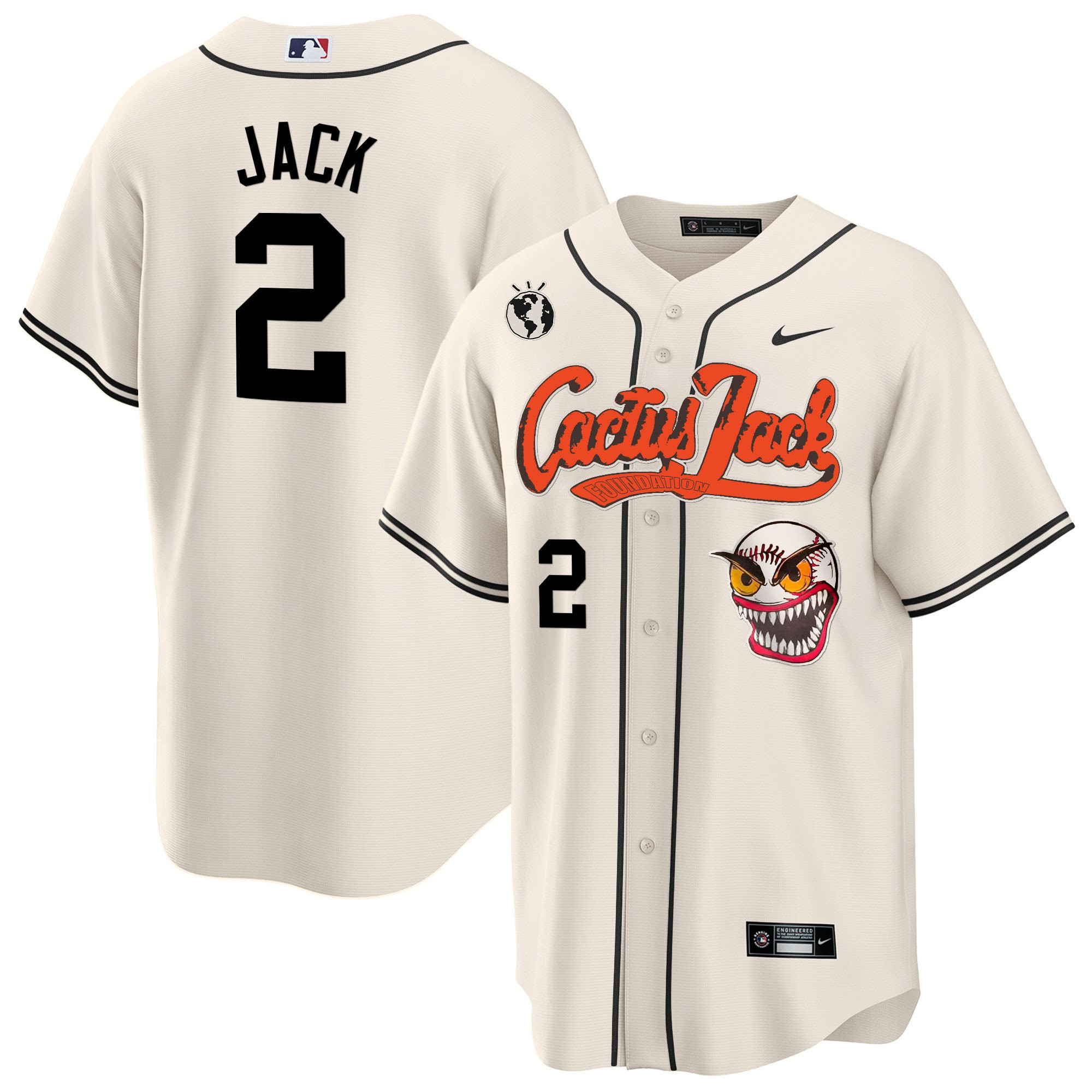 Jack 2 Houston Astros Cactus Jack Cream Baseball Jersey - Men