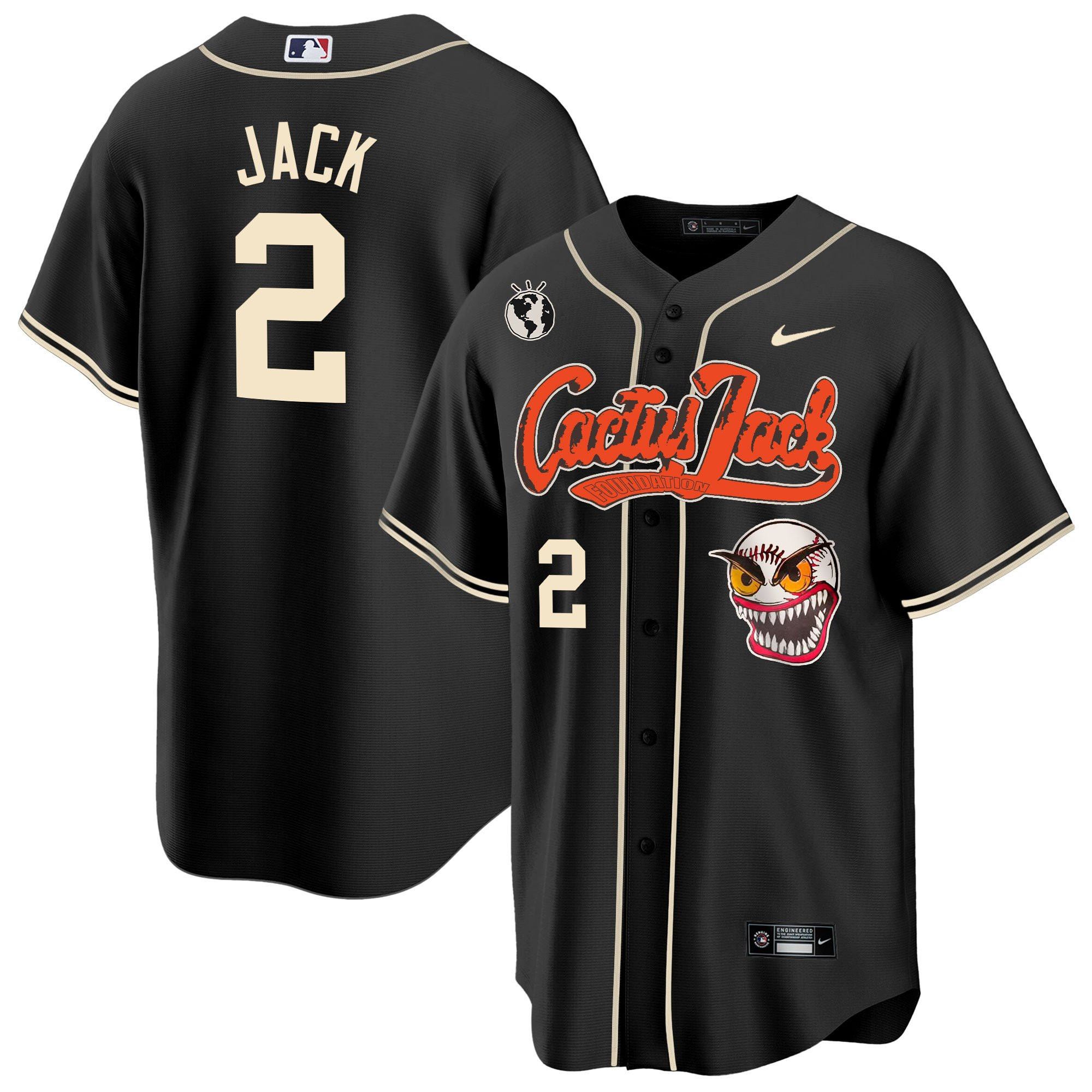 Jack 2 Houston Astros Cactus Jack Men Baseball Jersey - Black