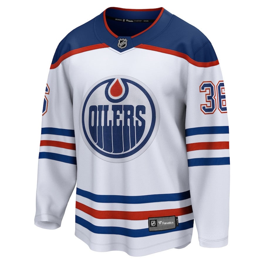 Alternative view of Jack Campbell 36 Edmonton Oilers Away Breakaway Hockey Jersey - Men, White - JS846 