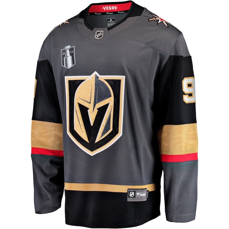 Alternative view of Jack Eichel 9 Vegas Golden Knights 2023 Stanley Cup Final Alternate Breakaway Player Hockey Jersey - Black - JS798 
