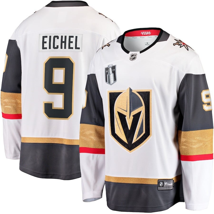 Jack Eichel 9 Vegas Golden Knights 2023 Stanley Cup Final Away Breakaway Player Hockey Jersey - White - JS398 