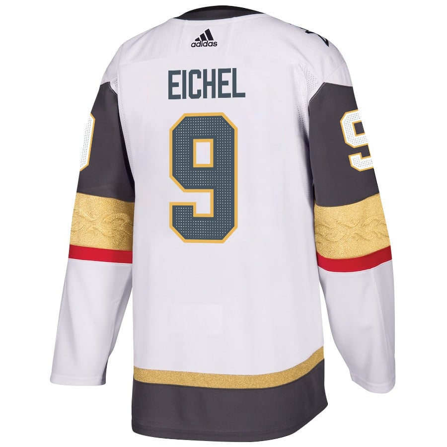 Alternative view of Jack Eichel 9 Vegas Golden Knights Stanley Cup 2023 Champions Patch Away Breakaway Men Hockey Jersey - White - JS374 