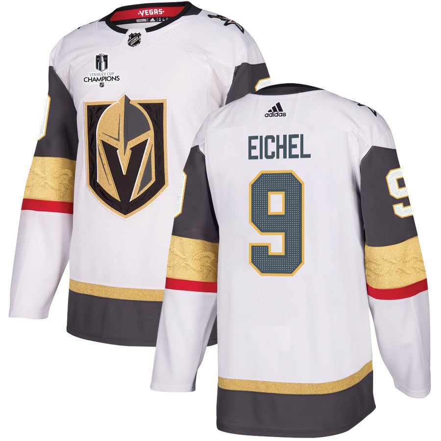 Jack Eichel 9 Vegas Golden Knights Stanley Cup 2023 Champions Patch Away Breakaway Men Hockey Jersey - White - JS374 