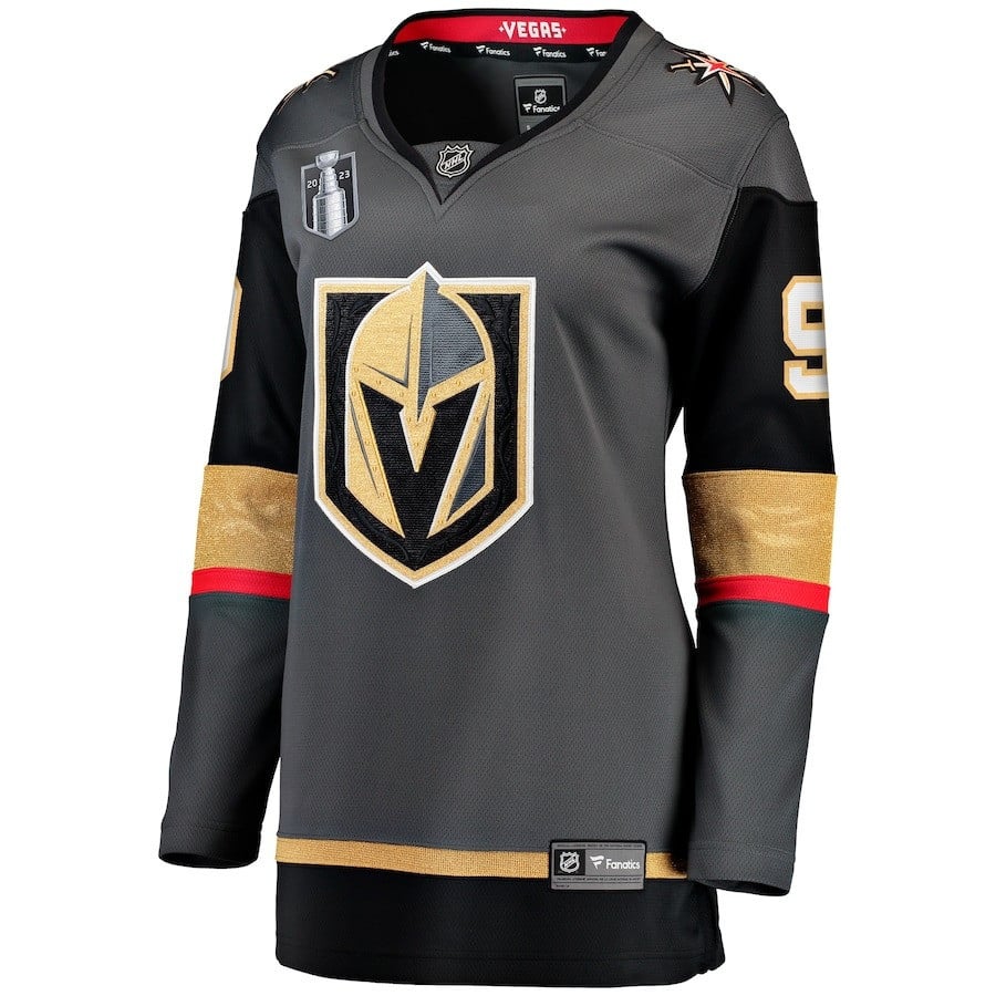 Alternative view of Jack Eichel 9 Vegas Golden Knights Women's 2023 Stanley Cup Final Alternate Breakaway Player Hockey Jersey - Black - JS652 