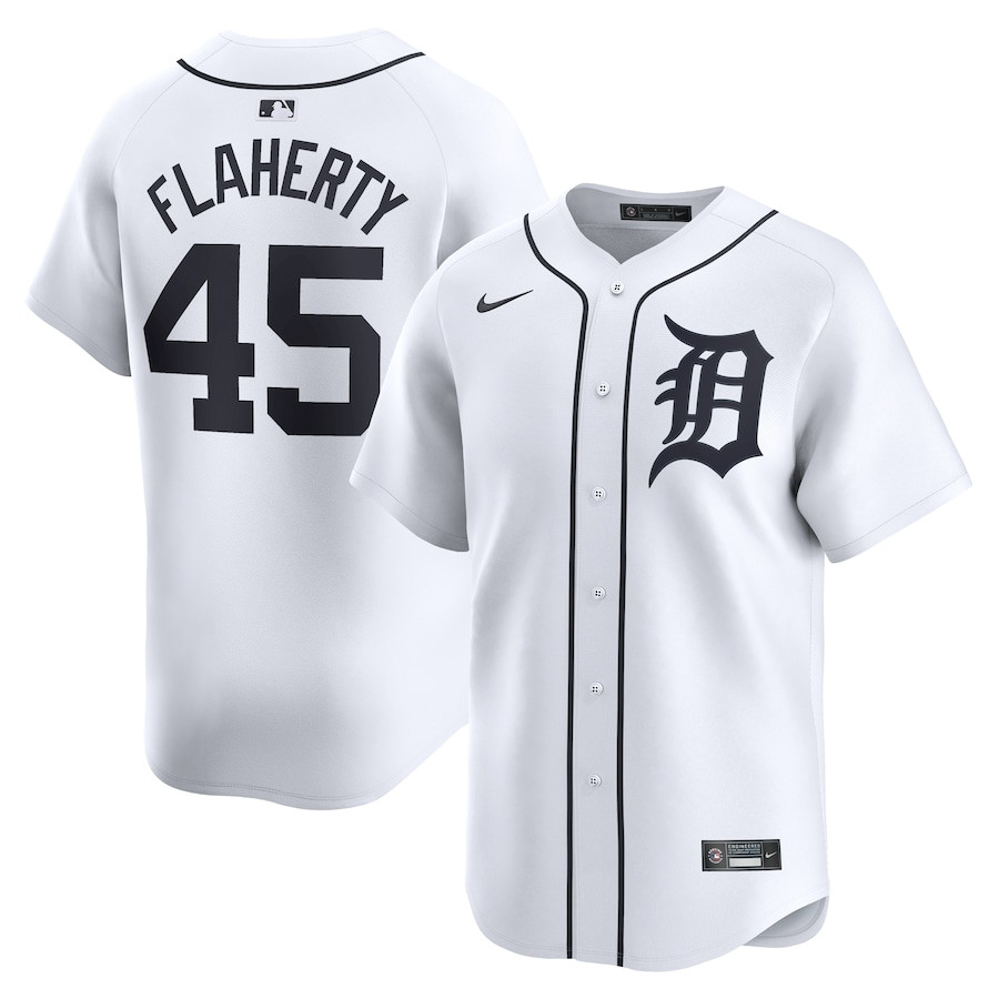 Jack Flaherty 45 Detroit Tigers Home Limited Player Men Baseball Jersey - White
