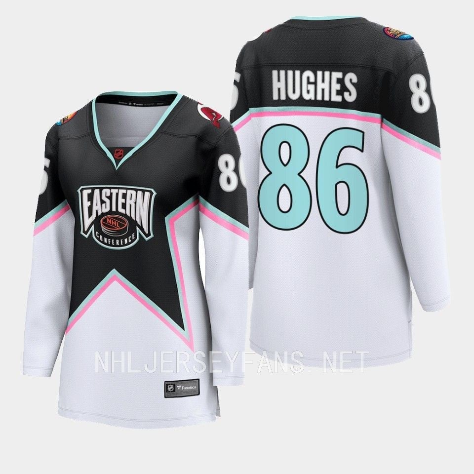 Jack Hughes 86 New Hockey Jersey Devils Black 2023 All-Star Eastern Conference Hockey Jersey Women - JS612 