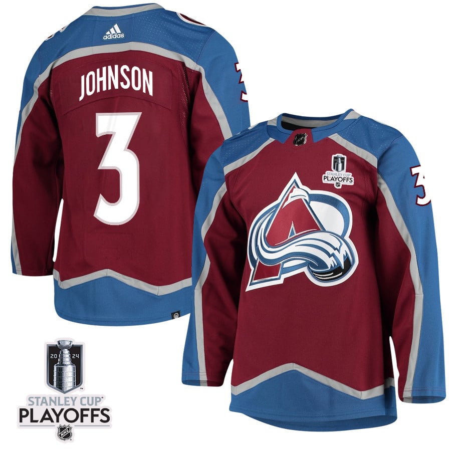 Jack Johnson 3 Colorado Avalanche 2024 NHL Playoffs Patch Home Hockey Jersey - Men - JS243 