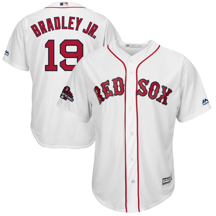 Jackie Bradley Jr. Boston Red Sox Majestic 2018 World Series Champions Team Logo Player Jersey - White