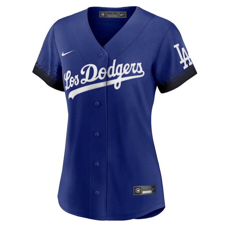 Alternative view of Jackie Robinson 42 Los Angeles Dodgers City Connect Women Baseball Jersey - Royal 