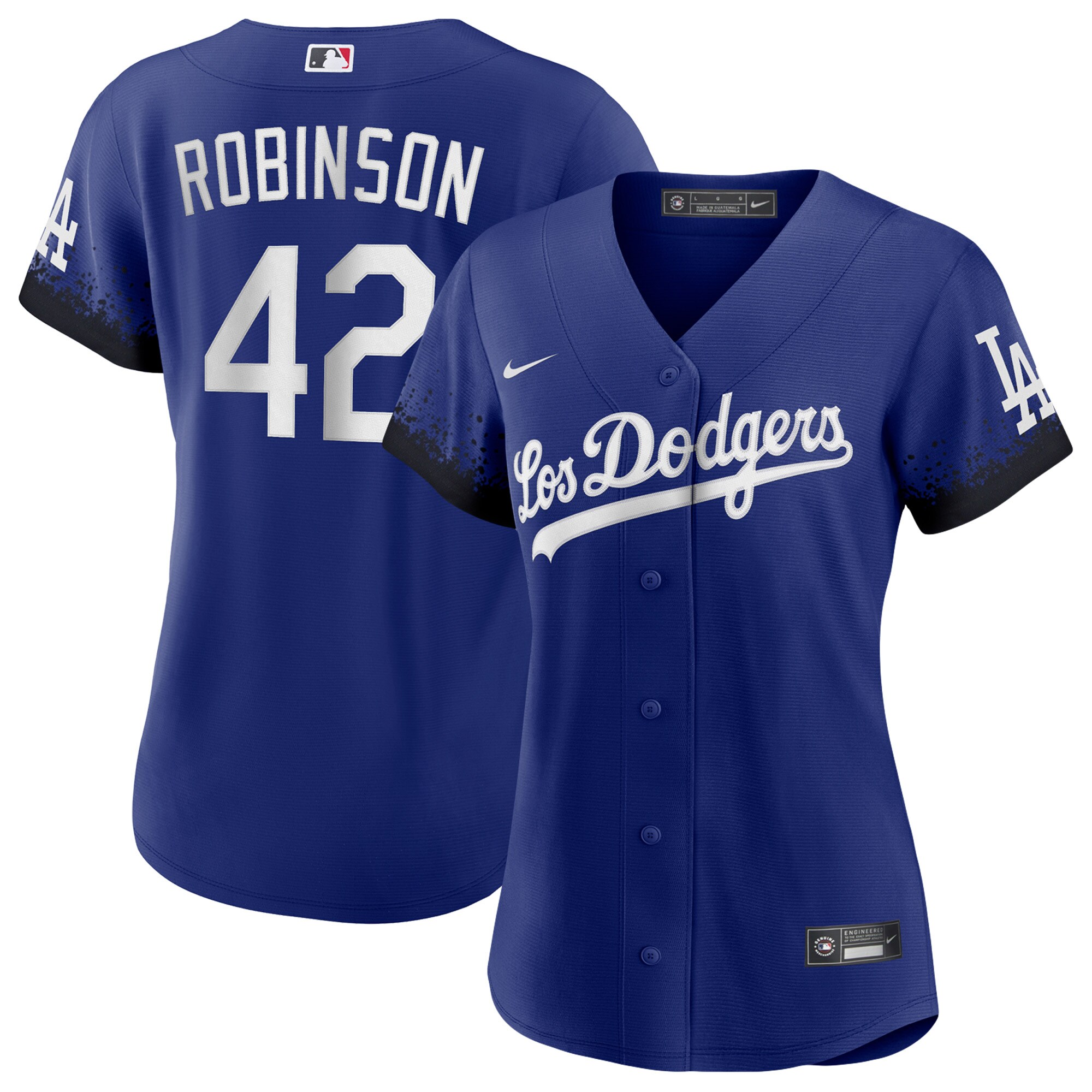 Alternative view of Jackie Robinson Los Angeles Dodgers Women's City Connect Replica Player Baseball Jersey - Royal