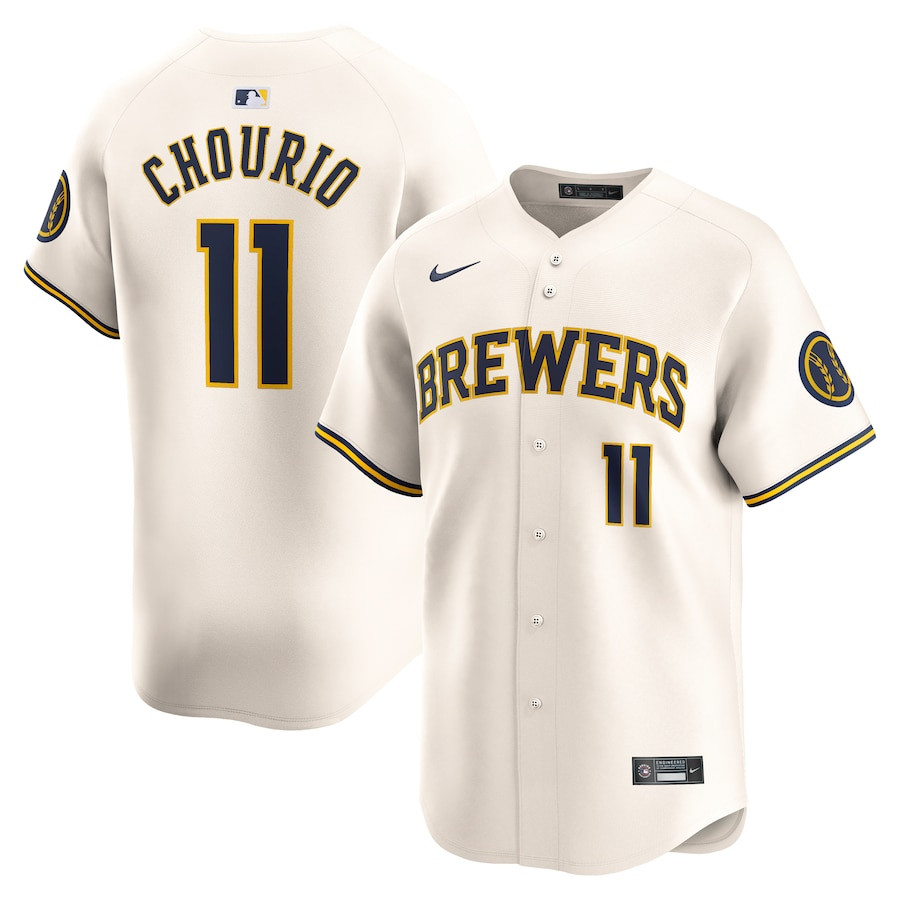 Jackson Chourio 11 Milwaukee Brewers Home Limited Men Baseball Jersey - Cream 